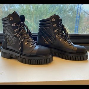 Chanel Leather Lace Up Boots